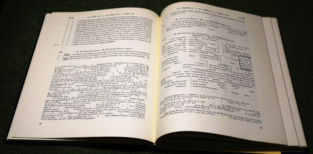 An open page of the synopsis of the gospels