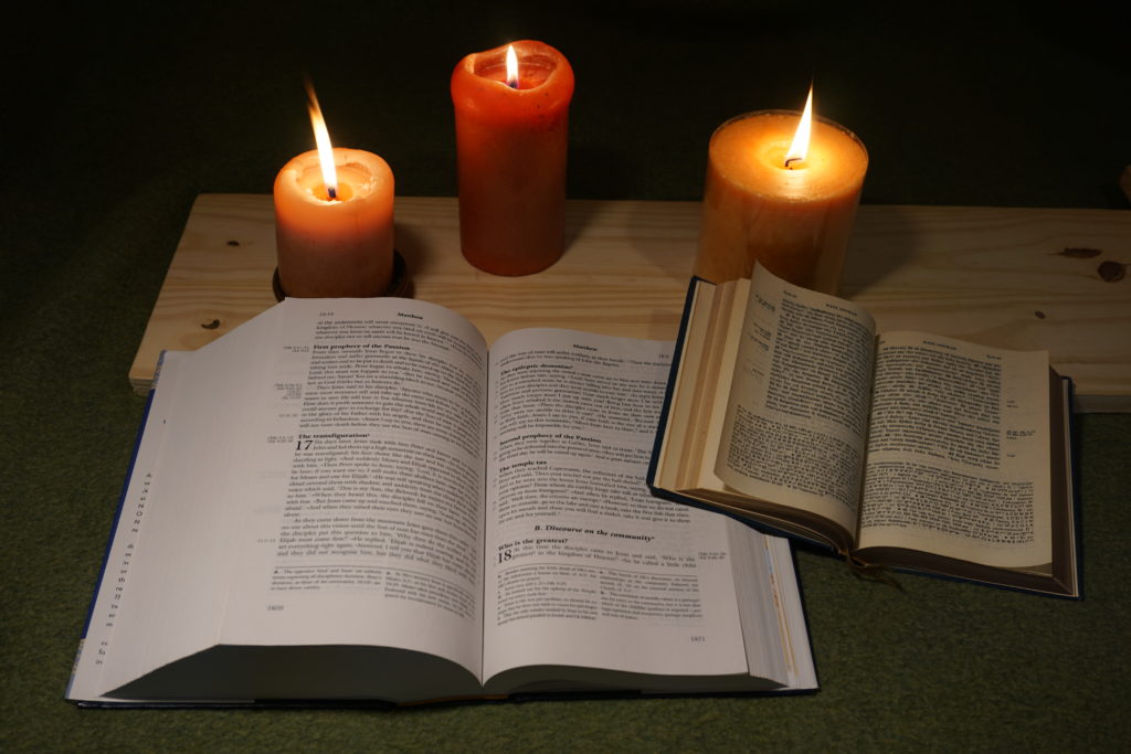 Bibles and candles